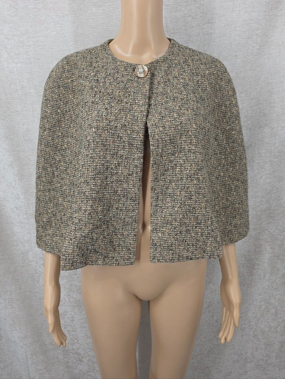 Vintage Tweed Cape with Satin Lining